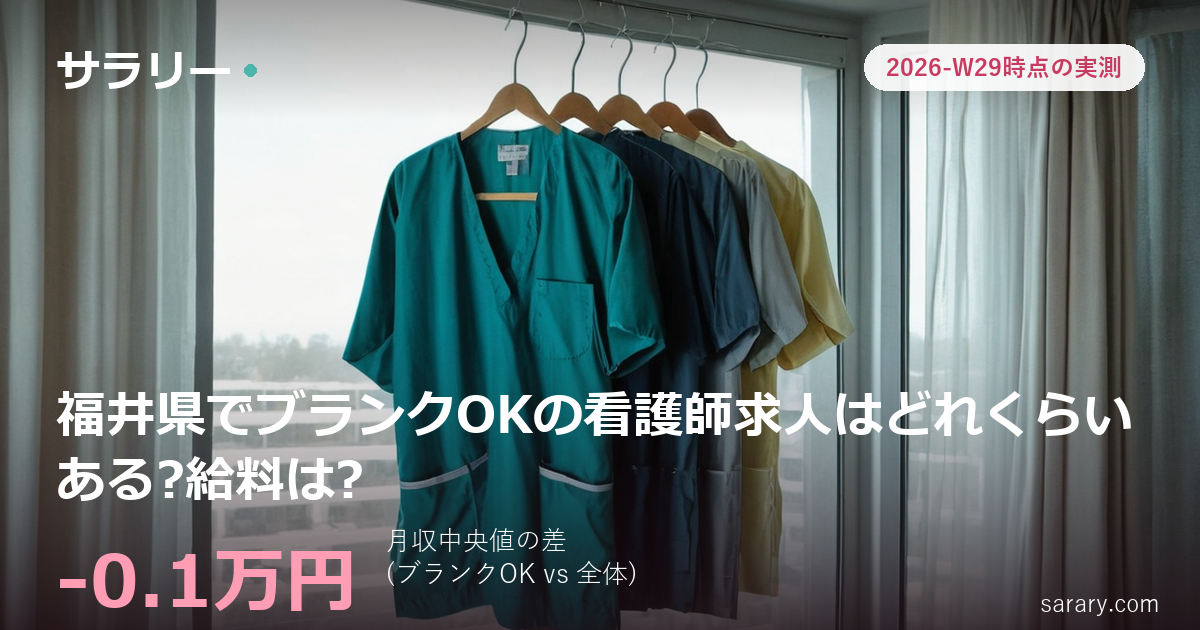 福井県でブランクOKの看護師求人はどれくらいある?給料は?