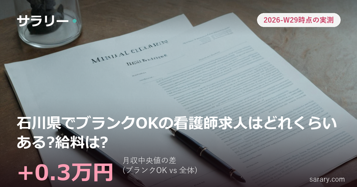 石川県でブランクOKの看護師求人はどれくらいある?給料は?