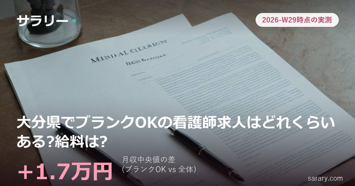 大分県でブランクOKの看護師求人はどれくらいある?給料は?