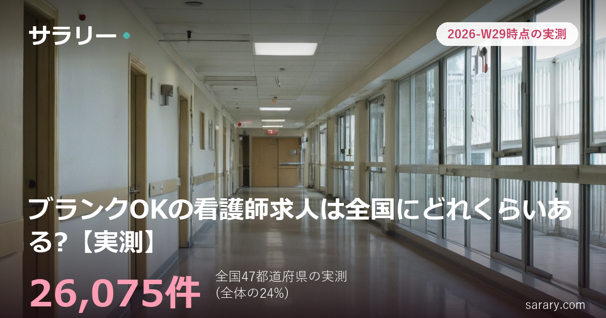 ブランクOKの看護師求人は全国にどれくらいある?【実測】