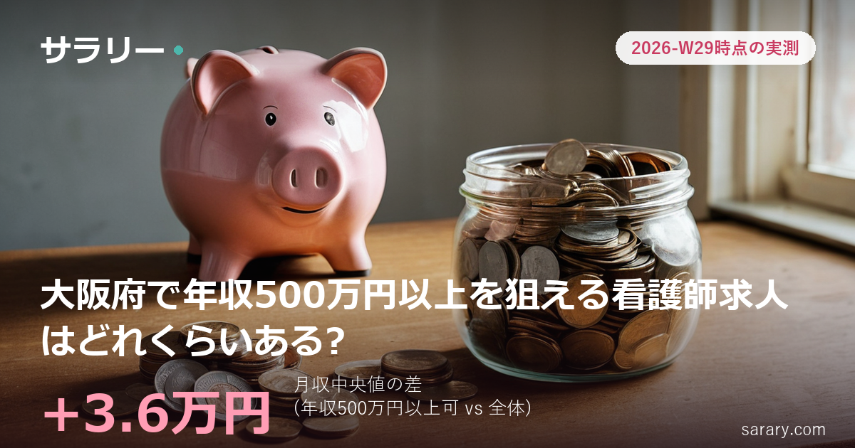 大阪府で年収500万円以上を狙える看護師求人はどれくらいある?
