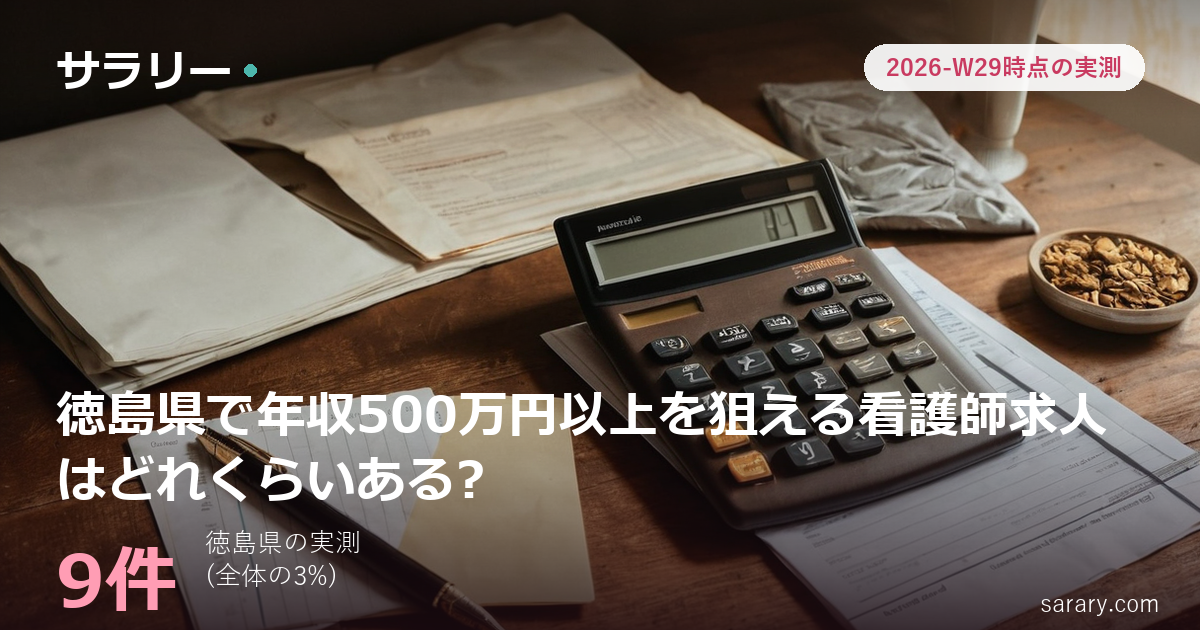徳島県で年収500万円以上を狙える看護師求人はどれくらいある?